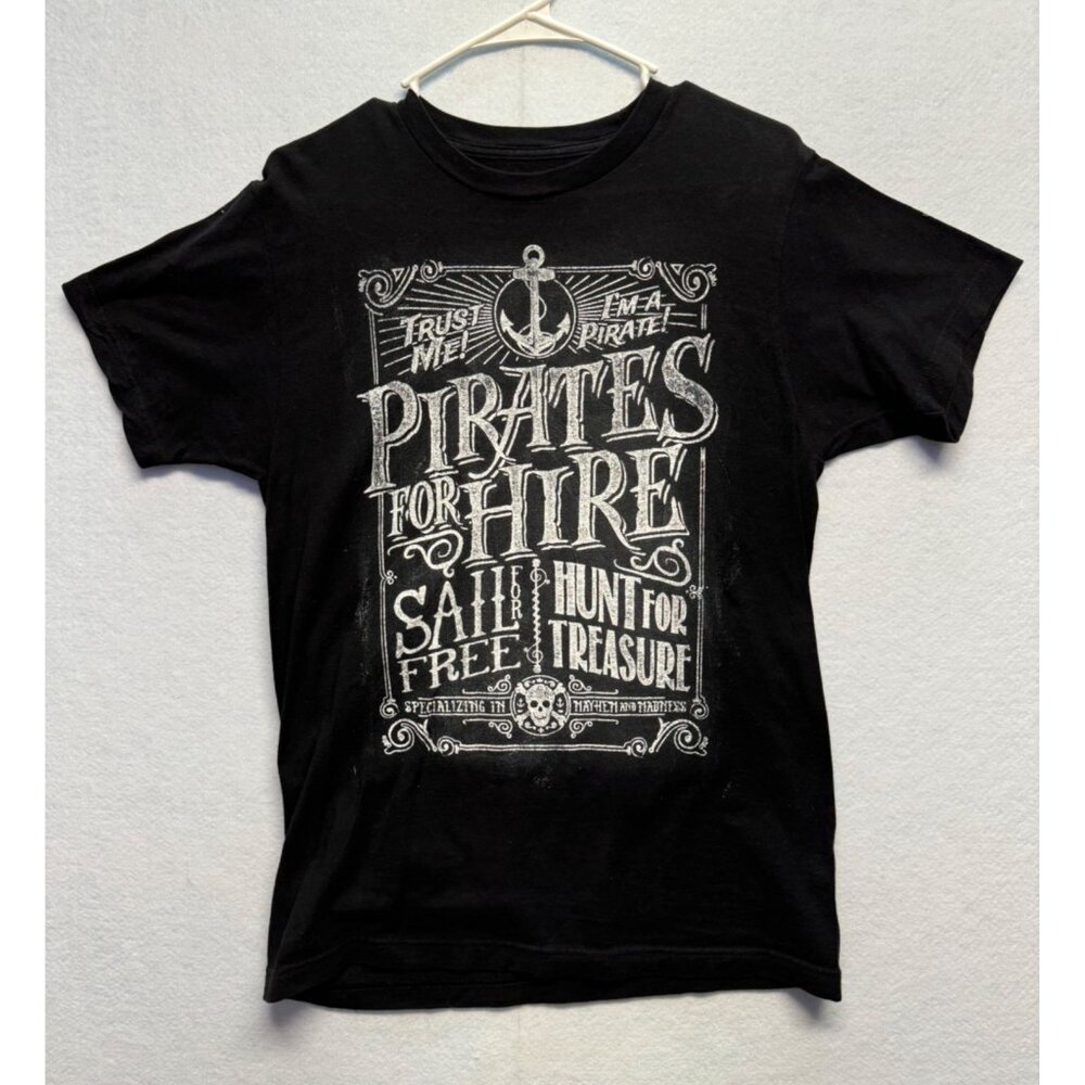 Pirates For Hire Graphic Black T-Shirt By The Eagle Design Group Size Medium